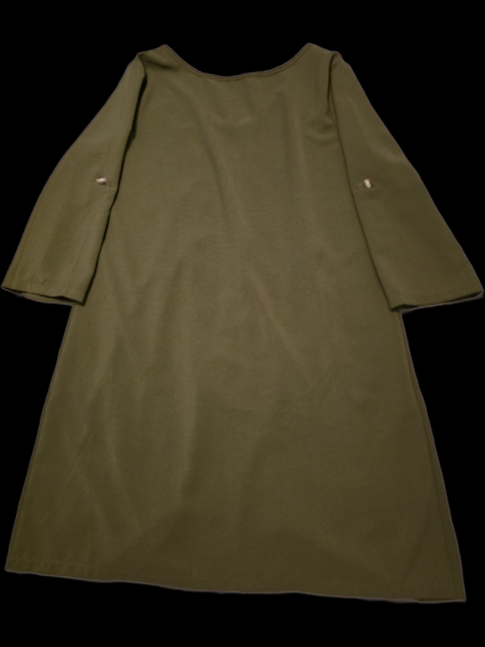 Olive Button-Front Shift Dress - Size Medium - Picture 4 of 5